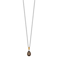 Brilliant Gemstones Sterling Silver Necklace with 14K Accent Rhodium-plated Smoky Quartz and Citrine view 2