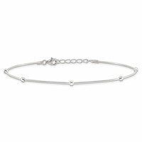 Sterling Silver Beads 5-Station Plus 1.5 Inch Extender - Total 10.5 Inch Anklet, 9" view 4