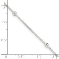 Sterling Silver Beads 5-Station Plus 1.5 Inch Extender - Total 10.5 Inch Anklet, 9" view 3