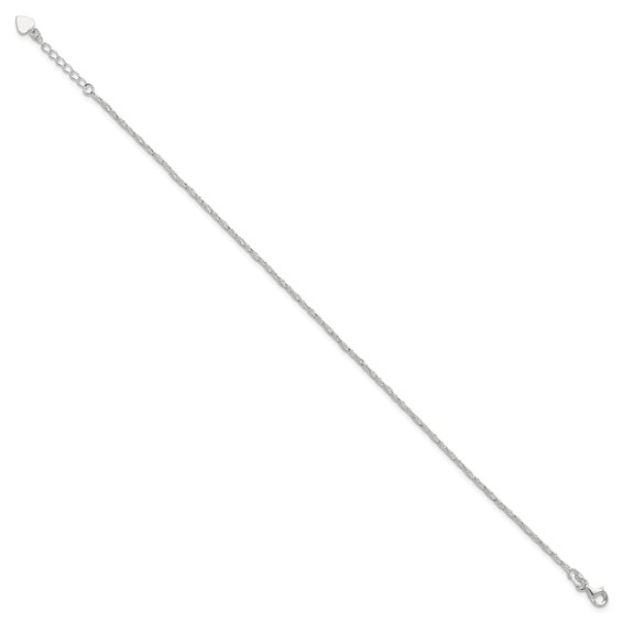 Sterling Silver Fancy Chain 9 inch Plus 1 inch Extender - Total 10 inch Anklet