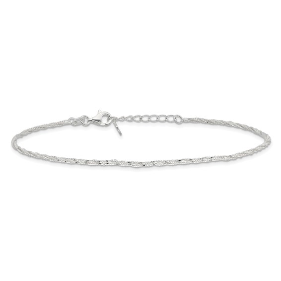 Sterling Silver Fancy Chain 9 inch Plus 1 inch Extender - Total 10 inch Anklet