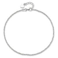 Sterling Silver Fancy Chain Plus 1 Inch Extender - Total 10 Inch Anklet - 9in view 5
