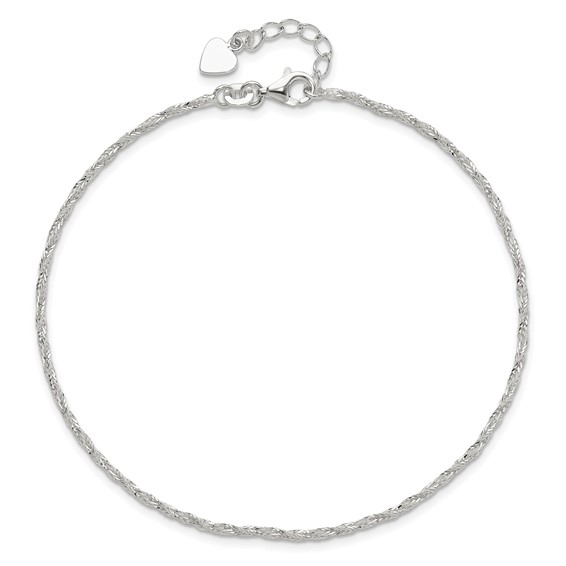 Sterling Silver Fancy Chain 9 inch Plus 1 inch Extender - Total 10 inch Anklet