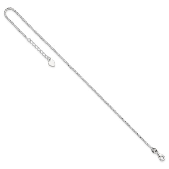 Sterling Silver Fancy Chain 9 inch Plus 1 inch Extender - Total 10 inch Anklet