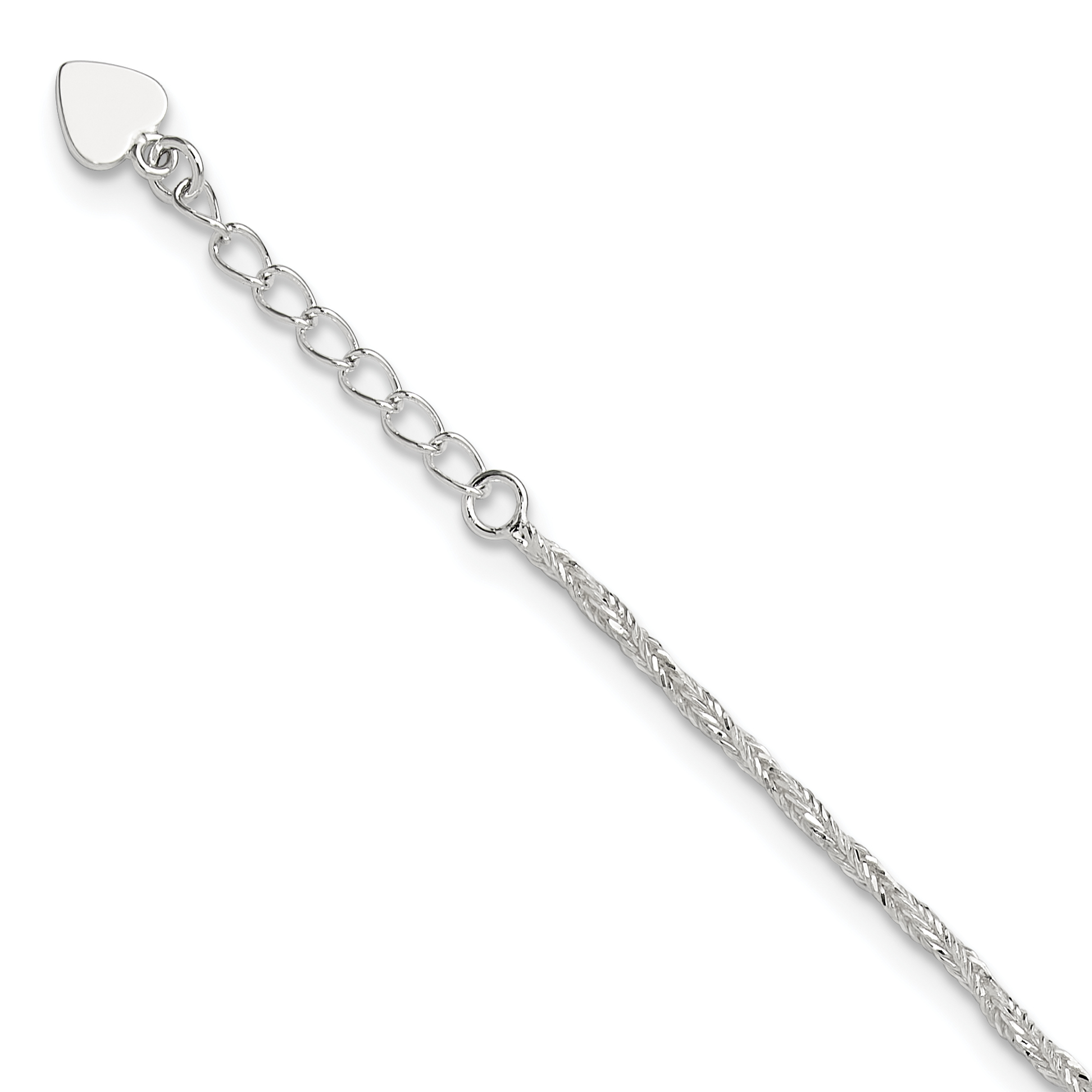 Sterling Silver Polished 9in Plus 1in ext. Anklet (QG2758-9)