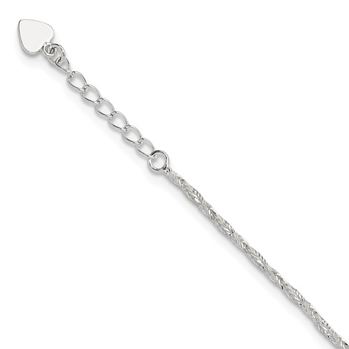 Sterling Silver Fancy Chain Plus 1 Inch Extender - Total 10 Inch Anklet, 9"