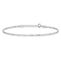 Sterling Silver Figaro Chain Plus 1 Inch Extender - Total 10 Inch Anklet, 9" view 4