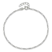 Sterling Silver Figaro Chain Plus 1 Inch Extender - Total 10 Inch Anklet, 9" view 5
