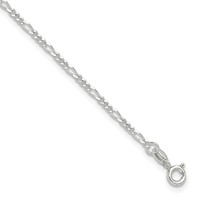 Sterling Silver Figaro Chain Plus 1 Inch Extender - Total 10 Inch Anklet, 9" view 1