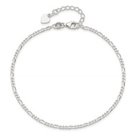 Sterling Silver Figaro Chain 9 Inch Plus 1 Inch Extender - Total 10 Inch Anklet view 5