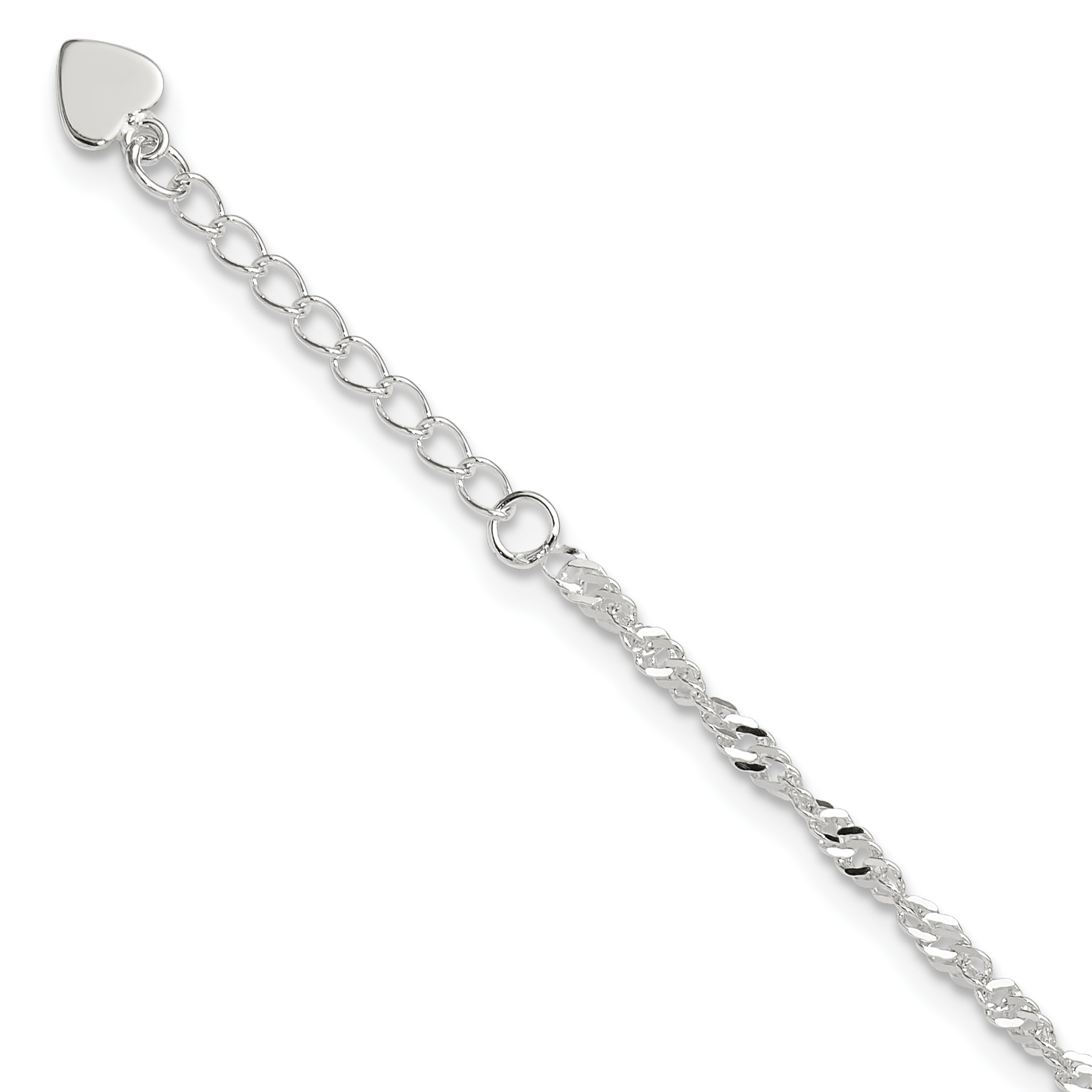 Sterling Silver D/C Polished 10in with 1in ext. Anklet (QG2762-10)