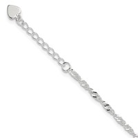 Sterling Silver 3mm Singapore Chain Plus 1 Inch Extender - Total 9 Inch Anklet, 8" view 1