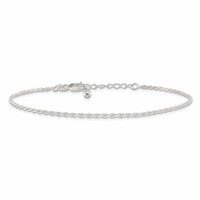 Sterling Silver 2mm Rope Chain Plus 1 Inch Extender - Total 10 Inch Anklet - 9in view 4