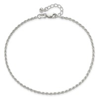 Sterling Silver 2mm Rope Chain Plus 1 Inch Extender - Total 10 Inch Anklet - 9in view 5
