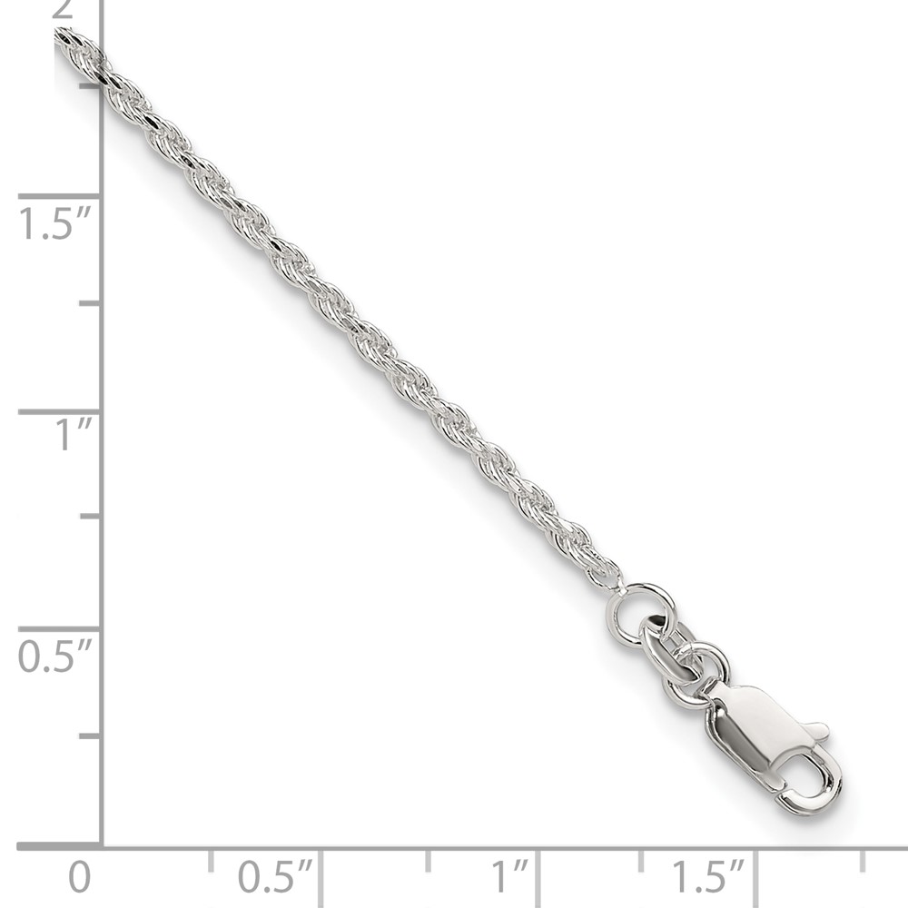 Sterling Silver Adjustable Diamond-Cut Rope 9in Plus 1in ext. Anklet (QG2763-9)