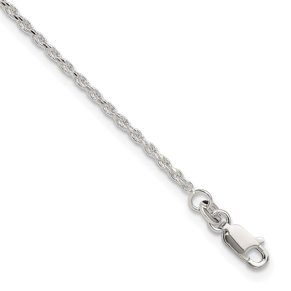 Sterling Silver Adjustable Diamond-Cut Rope 9in Plus 1in ext. Anklet (QG2763-9)