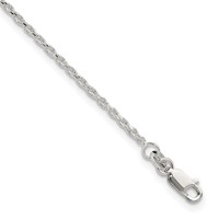 Sterling Silver 2mm Rope Chain Plus 1 Inch Extender - Total 10 Inch Anklet - 9in view 1