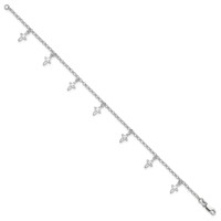 Sterling Silver Cross Anklet - 9in view 2