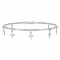 Sterling Silver Cross Anklet - 9in view 4