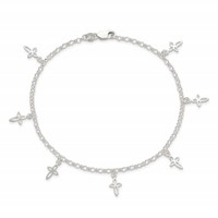 Sterling Silver Cross Anklet - 9in view 5
