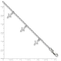 Sterling Silver Cross Anklet - 9in view 3