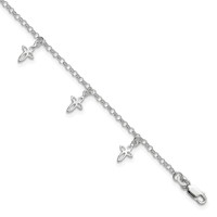 Sterling Silver Cross Anklet - 9in view 1