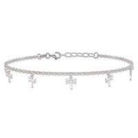 Sterling Silver Dragonfly Charms Plus 1 Inch Extender - Total 10 Inch Anklet, 9" view 4