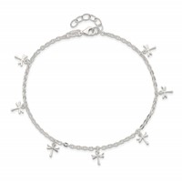 Sterling Silver Dragonfly Charms Plus 1 Inch Extender - Total 10 Inch Anklet, 9" view 5