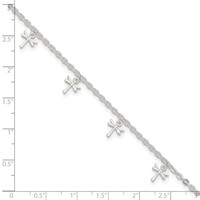 Sterling Silver Dragonfly Charms Plus 1 Inch Extender - Total 10 Inch Anklet, 9" view 3