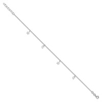 Sterling Silver Moon and Stars Plus 1 Inch Extender - Total 10 Inch Anklet, 9" view 2