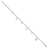 Sterling Silver Sun Moon Star Crystal Plus 1 Inch Extender - Total 10 Inch Anklet, 9" view 2