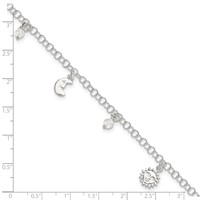 Sterling Silver Sun Moon Star Crystal Plus 1 Inch Extender - Total 10 Inch Anklet, 9" view 5