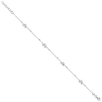 Sterling Silver Dolphins and Beads 4-Station Plus 1 Inch Extender - Total 10 Inch Anklet, 9" view 2