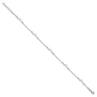 Sterling Silver Dolphin 5-Station Plus 1 Inch Extender - Total 10 Inch Anklet, 9" view 2