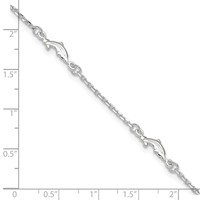 Sterling Silver Dolphin 5-Station Plus 1 Inch Extender - Total 10 Inch Anklet, 9" view 3