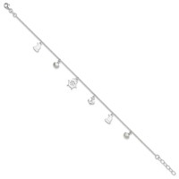Sterling Silver Ocean Theme Charms Plus 1 Inch Extender - Total 10 Inch Anklet - 9in view 2