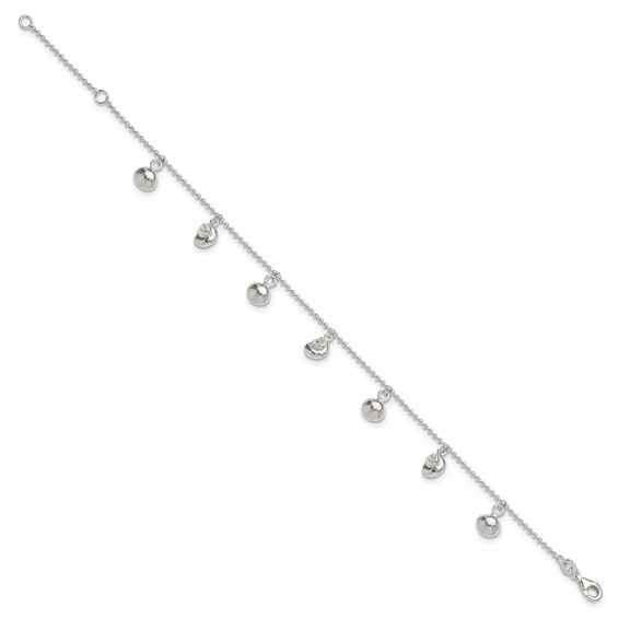 Sterling Silver Sea Shells 8 inch Plus 1 inch Extender - Total 9 inch Anklet