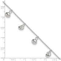 Sterling Silver Sea Shells Plus 1 Inch Extender - Total 9 Inch Anklet, 8" view 3