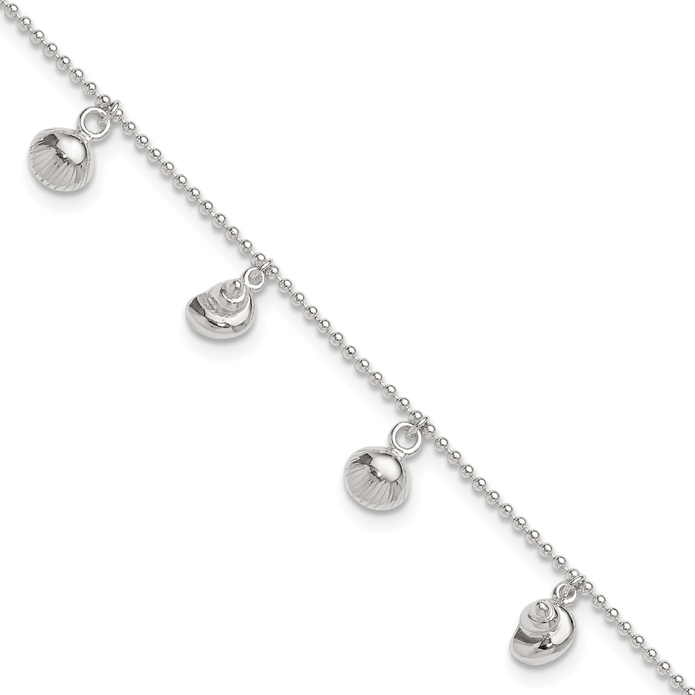 Sterling Silver Sea Shell 8in Plus 1in ext. Anklet (QG2785-9)