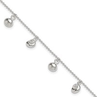 Sterling Silver Sea Shells Plus 1 Inch Extender - Total 9 Inch Anklet, 8" view 1