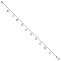 Sterling Silver Polished Puffed Heart Anklet view 2