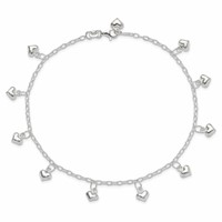 Sterling Silver Polished Puffed Heart Anklet view 5