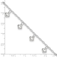 Sterling Silver Polished Puffed Heart Anklet view 4