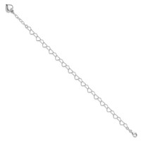 Sterling Silver Puffed Heart Dangle Plus 1 Inch Extender - Total 10 Inch Anklet, 9" view 2
