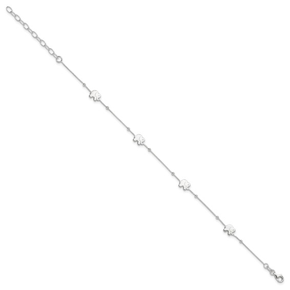 Sterling Silver Elephant 9 inch Plus 2 inch Extender - Total 11 inch Anklet