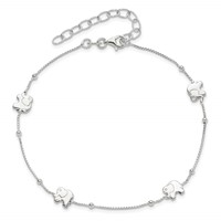 Sterling Silver Elephant Plus 2 Inch Extender - Total 11 Inch Anklet - 9in view 5