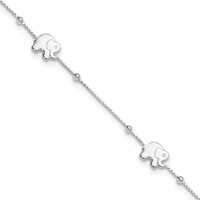 Sterling Silver Elephant Plus 2 Inch Extender - Total 11 Inch Anklet - 9in view 1