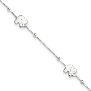 Sterling Silver Elephant 9 inch Plus 2 inch Extender - Total 11 inch Anklet