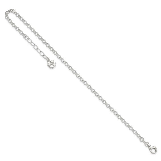Sterling Silver Clover Dangle 9 inch Plus 1 inch Extender - Total 10 inch Anklet