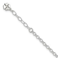 Sterling Silver Clover Dangle Plus 1 Inch Extender - Total 10 Inch Anklet, 9" view 1
